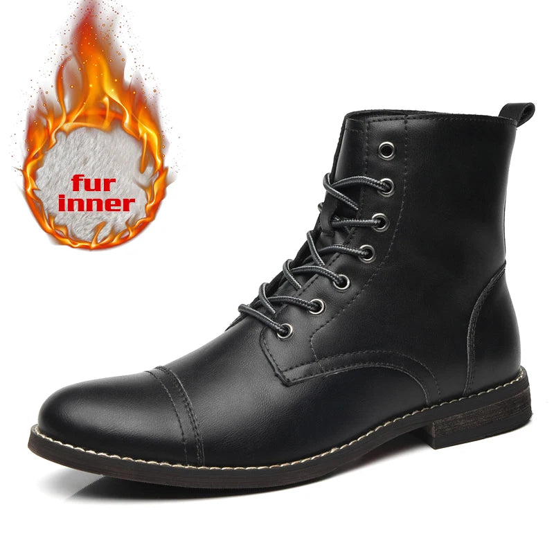Men Fashion Boots New Arrival Britsh Vintage Leather Boots Shoes Men Boots Autumn Winter Design Men's Ankle Boots Plus Size