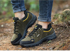2025 Unisex Leather Hiking Shoes Men Winter Warm Fur Non Slip Sneakers Women Suede Outdoor Footwear Boy Spring Summer Waterproof