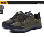2025 Unisex Leather Hiking Shoes Men Winter Warm Fur Non Slip Sneakers Women Suede Outdoor Footwear Boy Spring Summer Waterproof