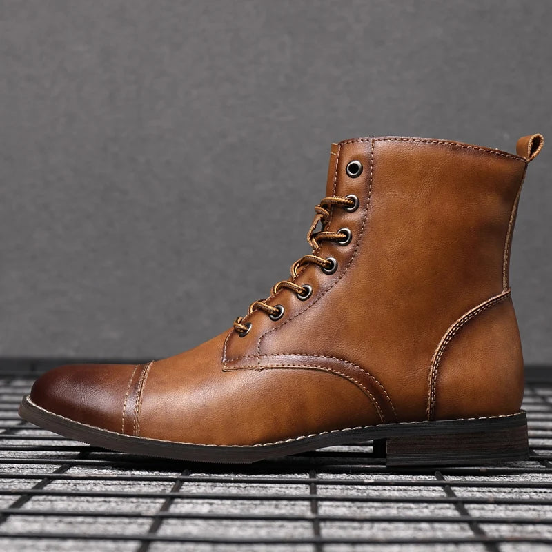 Men Fashion Boots New Arrival Britsh Vintage Leather Boots Shoes Men Boots Autumn Winter Design Men's Ankle Boots Plus Size