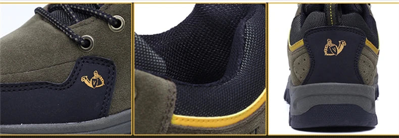 2025 Unisex Leather Hiking Shoes Men Winter Warm Fur Non Slip Sneakers Women Suede Outdoor Footwear Boy Spring Summer Waterproof
