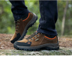 2025 Unisex Leather Hiking Shoes Men Winter Warm Fur Non Slip Sneakers Women Suede Outdoor Footwear Boy Spring Summer Waterproof