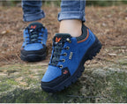 2025 Unisex Leather Hiking Shoes Men Winter Warm Fur Non Slip Sneakers Women Suede Outdoor Footwear Boy Spring Summer Waterproof