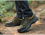 2025 Unisex Leather Hiking Shoes Men Winter Warm Fur Non Slip Sneakers Women Suede Outdoor Footwear Boy Spring Summer Waterproof