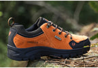 2025 Unisex Leather Hiking Shoes Men Winter Warm Fur Non Slip Sneakers Women Suede Outdoor Footwear Boy Spring Summer Waterproof