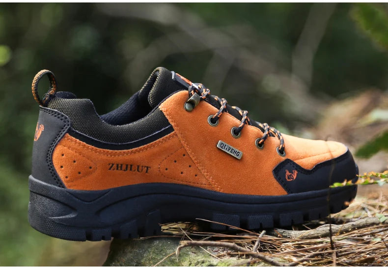 2025 Unisex Leather Hiking Shoes Men Winter Warm Fur Non Slip Sneakers Women Suede Outdoor Footwear Boy Spring Summer Waterproof
