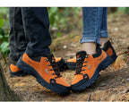 2025 Unisex Leather Hiking Shoes Men Winter Warm Fur Non Slip Sneakers Women Suede Outdoor Footwear Boy Spring Summer Waterproof