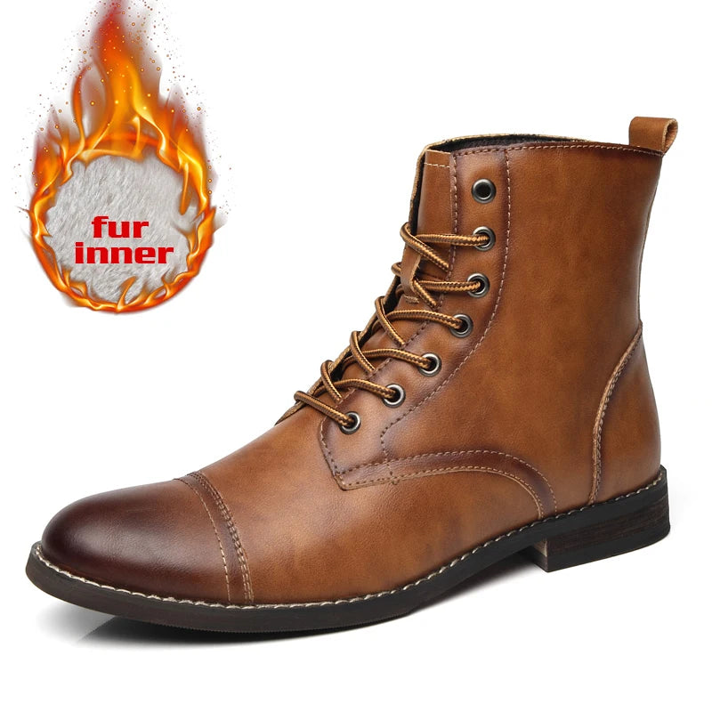 Men Fashion Boots New Arrival Britsh Vintage Leather Boots Shoes Men Boots Autumn Winter Design Men's Ankle Boots Plus Size