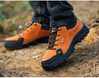 2025 Unisex Leather Hiking Shoes Men Winter Warm Fur Non Slip Sneakers Women Suede Outdoor Footwear Boy Spring Summer Waterproof