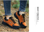 2025 Unisex Leather Hiking Shoes Men Winter Warm Fur Non Slip Sneakers Women Suede Outdoor Footwear Boy Spring Summer Waterproof