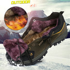 2025 Unisex Leather Hiking Shoes Men Winter Warm Fur Non Slip Sneakers Women Suede Outdoor Footwear Boy Spring Summer Waterproof