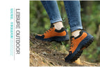 2025 Unisex Leather Hiking Shoes Men Winter Warm Fur Non Slip Sneakers Women Suede Outdoor Footwear Boy Spring Summer Waterproof