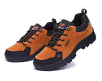 2025 Unisex Leather Hiking Shoes Men Winter Warm Fur Non Slip Sneakers Women Suede Outdoor Footwear Boy Spring Summer Waterproof