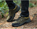 2025 Unisex Leather Hiking Shoes Men Winter Warm Fur Non Slip Sneakers Women Suede Outdoor Footwear Boy Spring Summer Waterproof