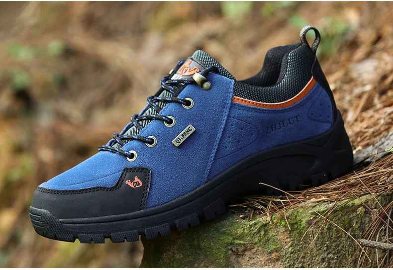 2025 Unisex Leather Hiking Shoes Men Winter Warm Fur Non Slip Sneakers Women Suede Outdoor Footwear Boy Spring Summer Waterproof