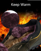 2025 Unisex Leather Hiking Shoes Men Winter Warm Fur Non Slip Sneakers Women Suede Outdoor Footwear Boy Spring Summer Waterproof