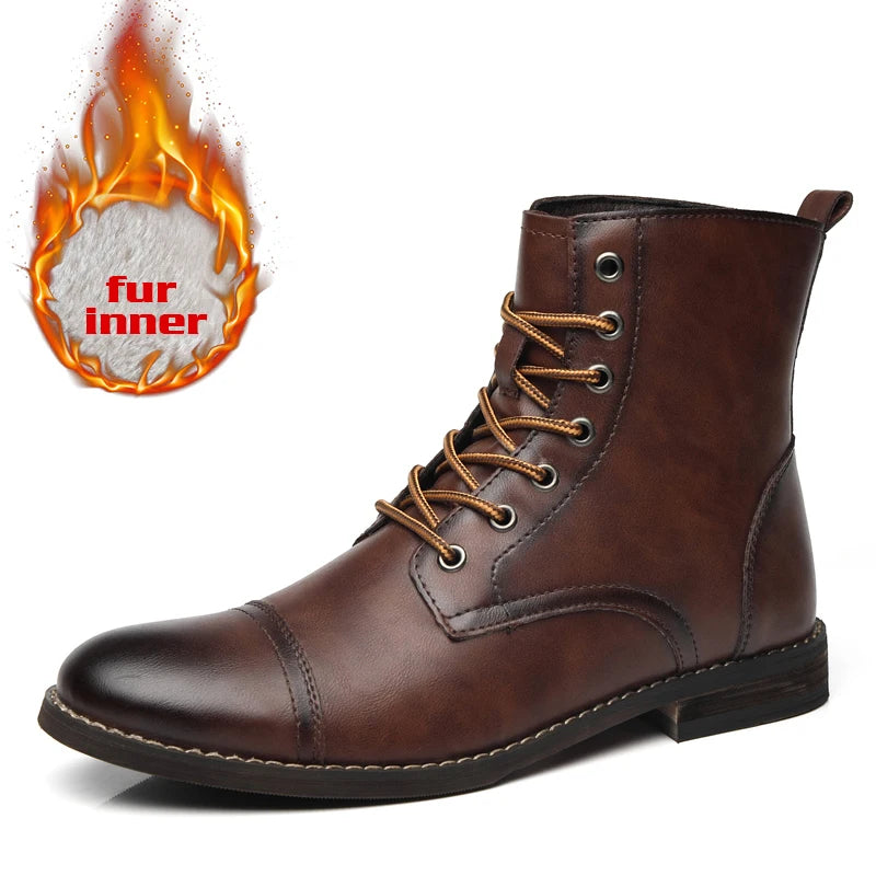 Men Fashion Boots New Arrival Britsh Vintage Leather Boots Shoes Men Boots Autumn Winter Design Men's Ankle Boots Plus Size