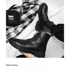 Men's High-quality British Chelsea Luxury Leather Fashion Workwear Motorcycle Trendy Shoes Platform Spring Black Men's Shoes
