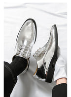 Luxury Silver Man Patent Leather Shoes Large Size 38-50 Party Dress Wedding Shoes Men Pointed toe Leather Shoes Designer Oxford