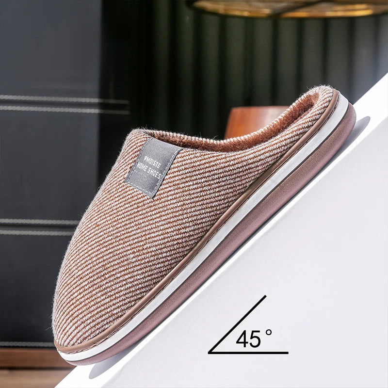 Trend Men Slippers Winter Warm Cotton Slippers Male Flats Soft Non-slip Slides Household Indoor Slippers Large Size 40-51