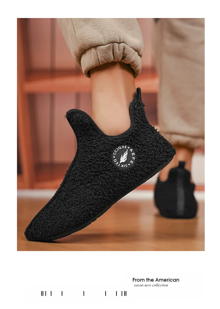 Winter Slippers Men Couples Slippers Non-slip Warm Women and Men Slipper Indoor Soft Shoes Comfortable Flat Home Cotton Shoe