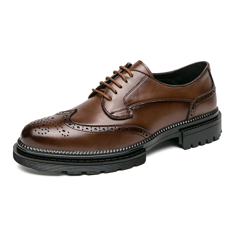 Oxford Shoes Genuine Calfskin Leather Brogue Dress Shoes Classic Business Formal Shoes Man Handcrafted Mens