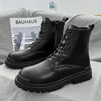 Men's High-quality British Chelsea Luxury Leather Fashion Workwear Motorcycle Trendy Shoes Platform Spring Black Men's Shoes