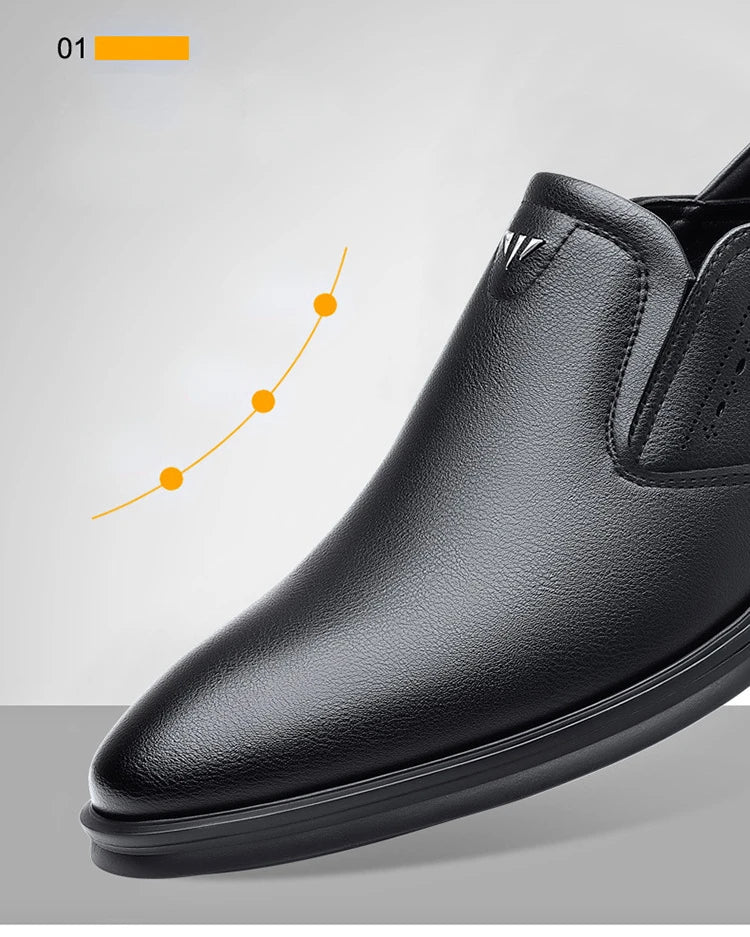 2025 Spring Autumn Men's Dress Shoes Fashion Casual Cow Leather British Pointed Toe Black and White New Designer Shoes Male