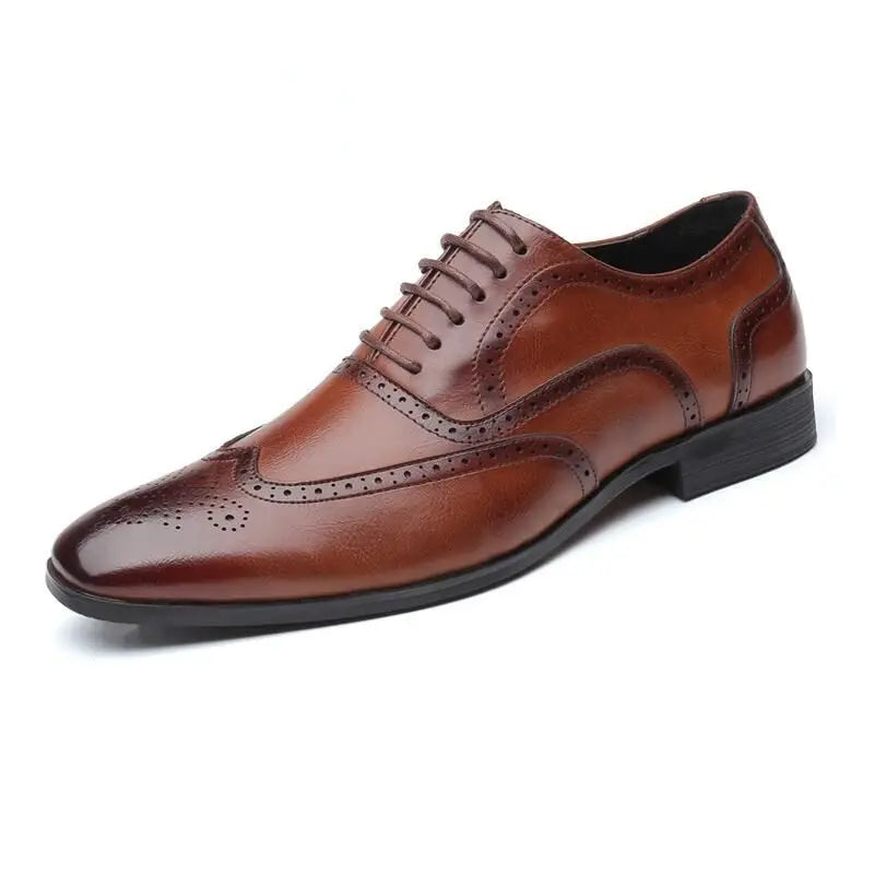 Men's Classic Retro Brogue Shoes Mens Lace-Up Leather Dress Business Office Flats Men Wedding Party Oxfords EUR Sizes 38-48