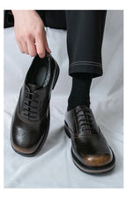 New Spring Autumn Fashion Men Shoes Men Leather Oxfords Shoes Casual Lace-up Formal Business Wedding Dress Shoes Big Size 38-46