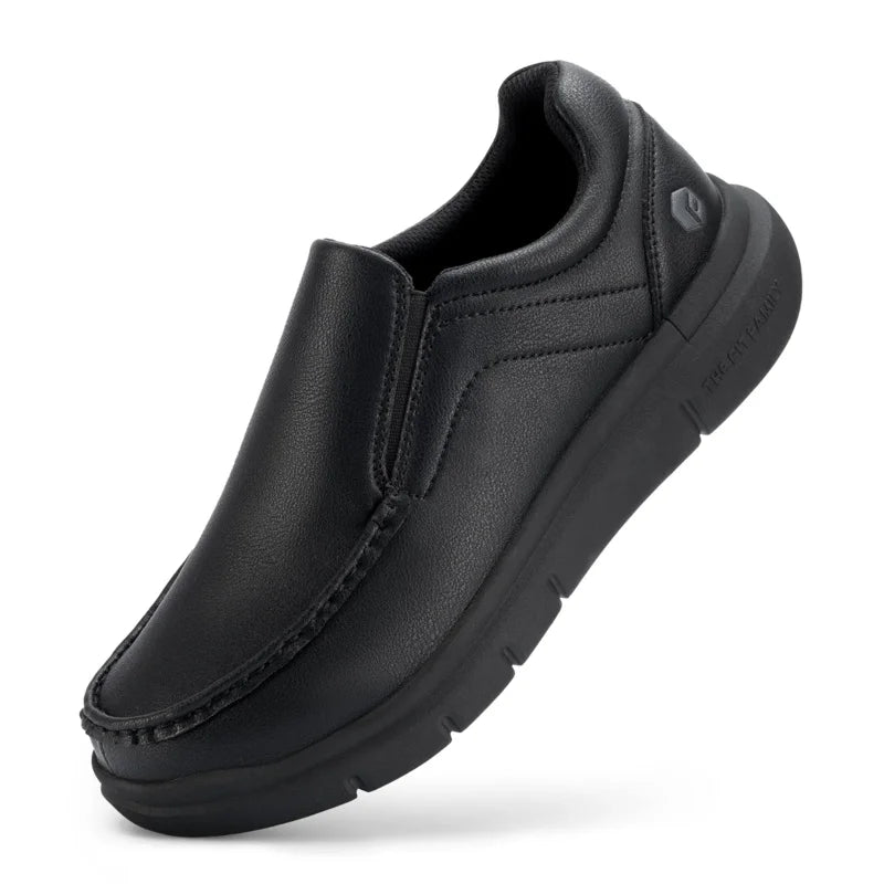 Fitville Men'S Shoes Wide Width Leather Slip-On Casual Shoes Lightweight For Swollen Feet With Arch Support Pain Relief