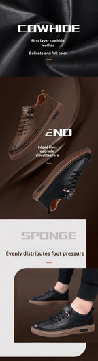 Men's Casual Shoes Spring Autumn Depressurized Breathable Lacefree Leather Shoes Super soft and wear-resistant Men's Board Shoes