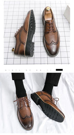 Handmade Mens Wingtip Oxford Shoes Grey Leather Brogue Men's Dress Shoes Classic Business Formal Shoes for Men Zapatillas Hombre