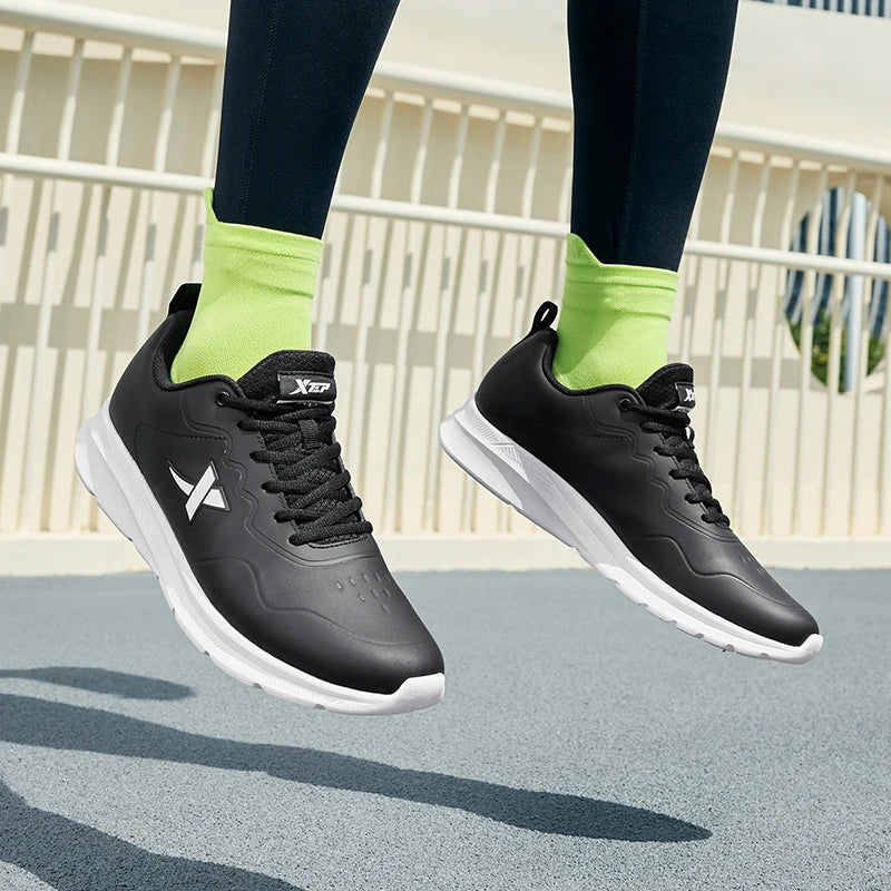 Xtep Running Shoes For Men 2024 Winter Leather Waterproof Sports Shoes Cushioning Wear-Resistant Jogging Sneakers 876419110051