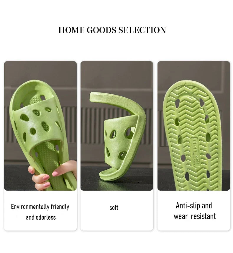 Slippers Men Bathroom Water Leaky Slippers Summer Women Home Couples Non-slip Indoor Home Waterproof Sandals Super Light