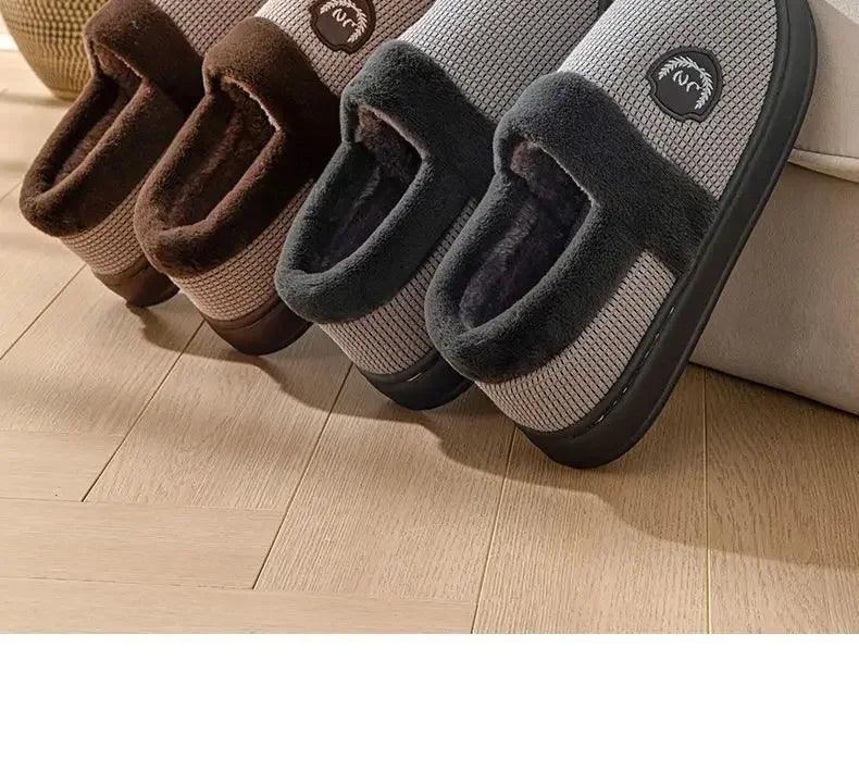 2023 New Winter Fleece-lined Cotton Slippers For Men Women Home Use Non-slip Thick Bottom Indoor Outdoor Wear Couples Warm