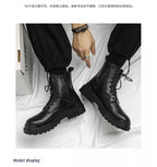 Men's High-quality British Chelsea Luxury Leather Fashion Workwear Motorcycle Trendy Shoes Platform Spring Black Men's Shoes