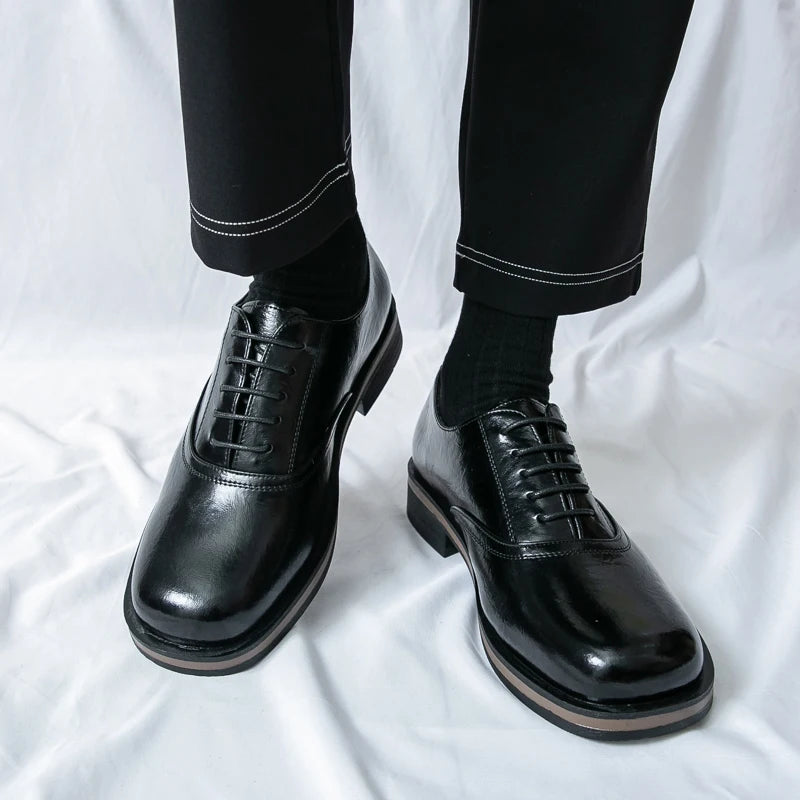 New Spring Autumn Fashion Men Shoes Men Leather Oxfords Shoes Casual Lace-up Formal Business Wedding Dress Shoes Big Size 38-46