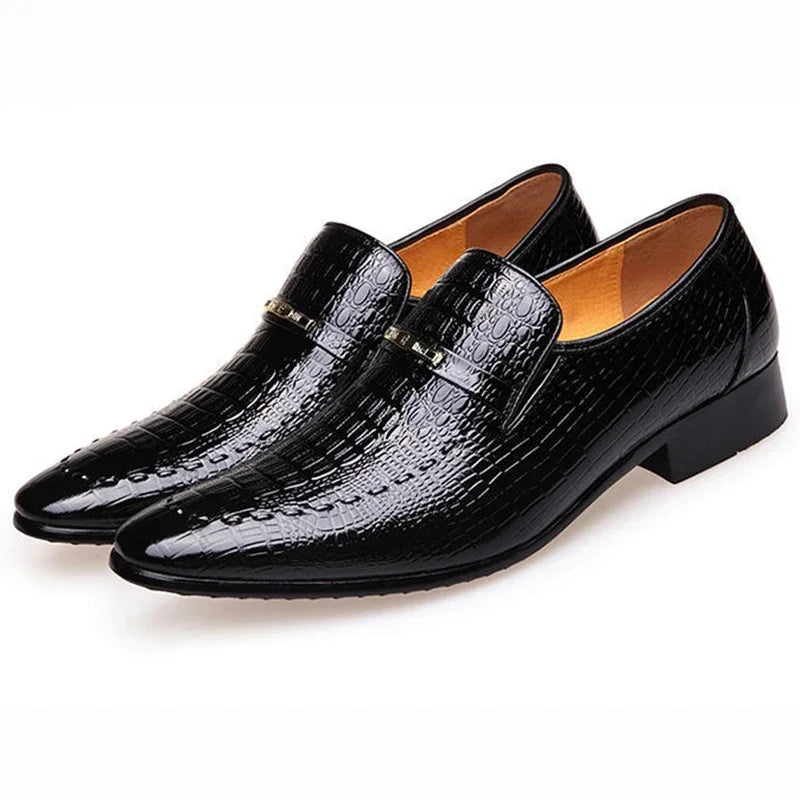 Classic Dress Shoes for Men Leather Shoes PU Crocodile Business Casual Formal Sneakers Plus Size Office Wedding Party Oxfords