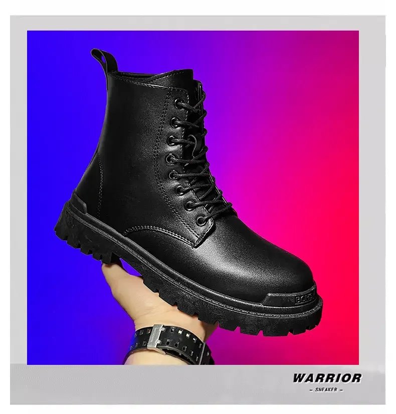Men's High-quality British Chelsea Luxury Leather Fashion Workwear Motorcycle Trendy Shoes Platform Spring Black Men's Shoes