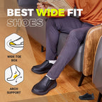 Fitville Men'S Shoes Wide Width Leather Slip-On Casual Shoes Lightweight For Swollen Feet With Arch Support Pain Relief