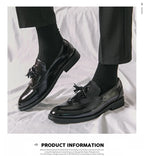 Purple Dress Shoes Man Brogue Shoes Big Size 38-48 Comfortable Slip-On Flat Social Shoe Male Fashion Tassels Mens Leather Shoes