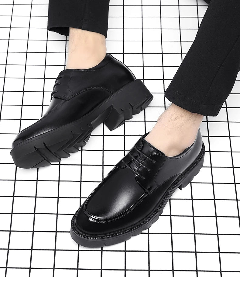 8-10cm Height Increasing Shoes for Men Summer Autumn Inside High Shoes Men's Hollow Business Dress Men's Elevator Leather Shoes