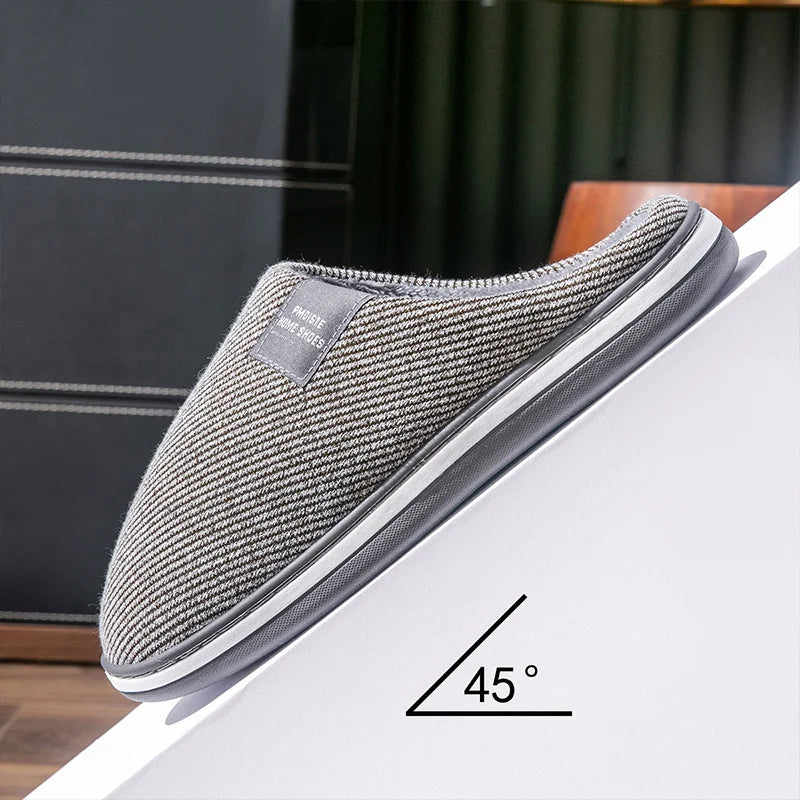 Trend Men Slippers Winter Warm Cotton Slippers Male Flats Soft Non-slip Slides Household Indoor Slippers Large Size 40-51
