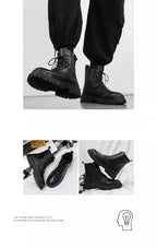 Men's High-quality British Chelsea Luxury Leather Fashion Workwear Motorcycle Trendy Shoes Platform Spring Black Men's Shoes