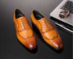 Men's Classic Retro Brogue Shoes Mens Lace-Up Leather Dress Business Office Flats Men Wedding Party Oxfords EUR Sizes 38-48