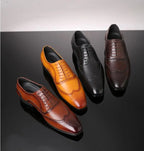 Men's Classic Retro Brogue Shoes Mens Lace-Up Leather Dress Business Office Flats Men Wedding Party Oxfords EUR Sizes 38-48