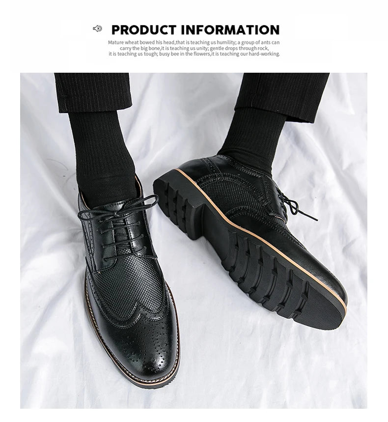 Handmade Mens Wingtip Oxford Shoes Grey Leather Brogue Men's Dress Shoes Classic Business Formal Shoes for Men Zapatillas Hombre