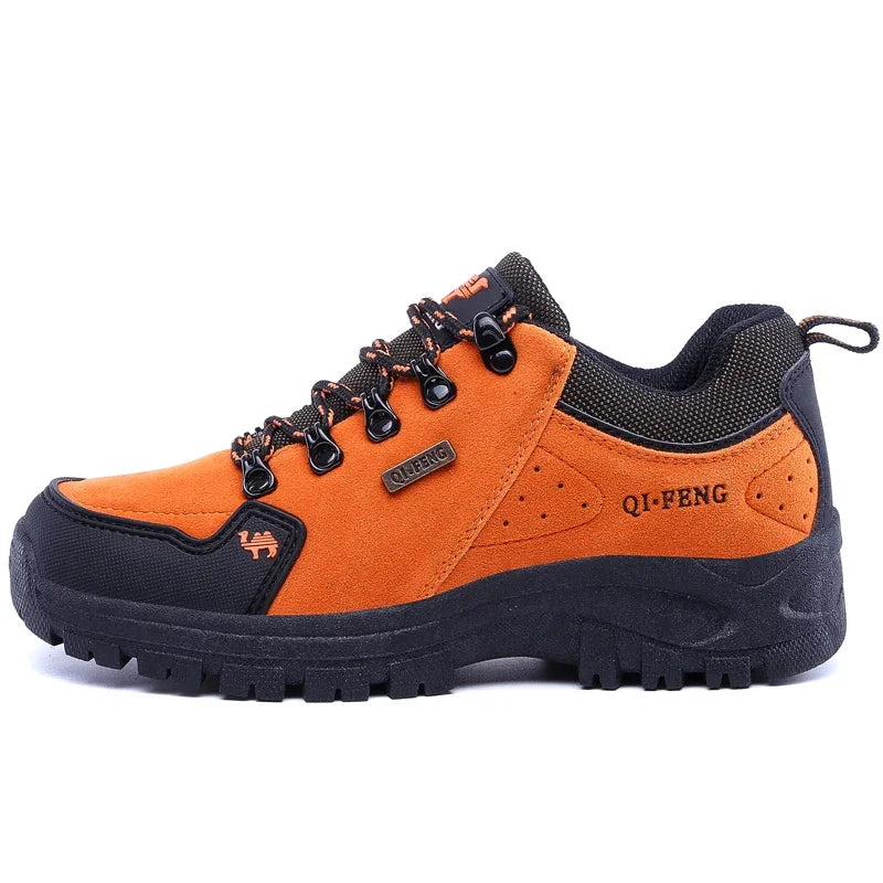2025 Unisex Leather Hiking Shoes Men Winter Warm Fur Non Slip Sneakers Women Suede Outdoor Footwear Boy Spring Summer Waterproof