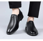 2025 Spring Autumn Men's Dress Shoes Fashion Casual Cow Leather British Pointed Toe Black and White New Designer Shoes Male